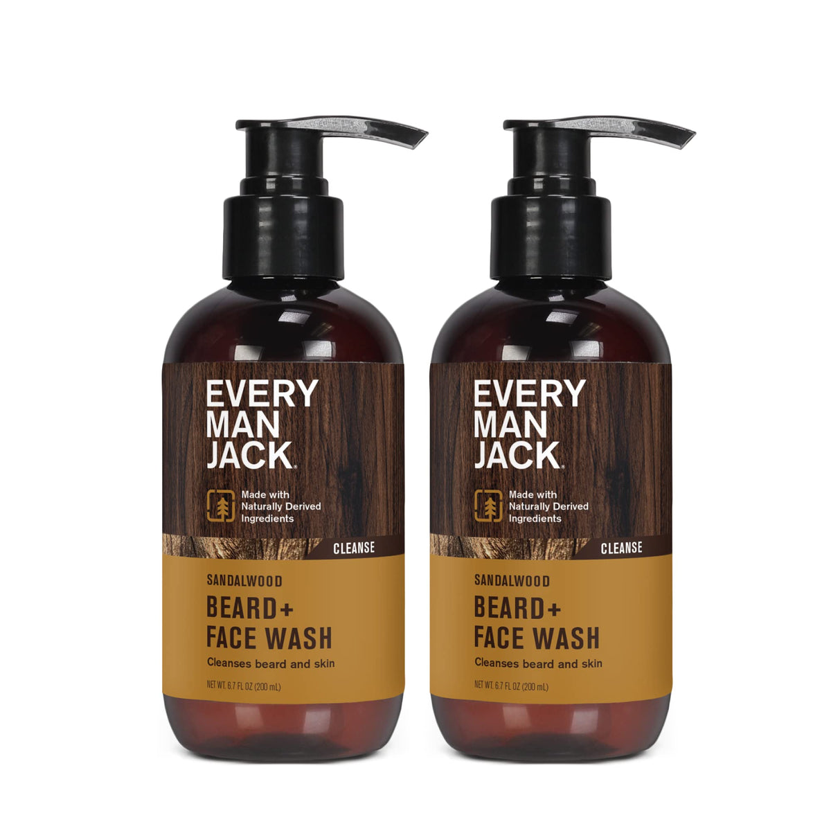 Every Man Jack Beard And Face Wash, Sandalwood, 6.7 Fl Oz (Pack Of 2)