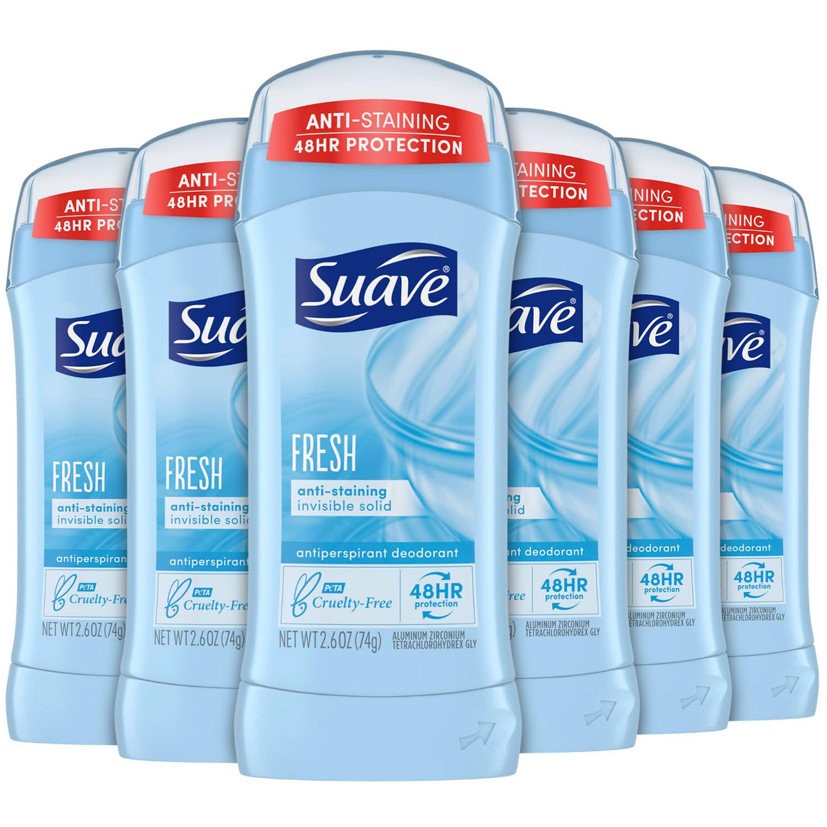 Suave Deodorant For Women, Fresh Invisible Solid Antiperspirant, 48H Protection, 2.6 Oz, 