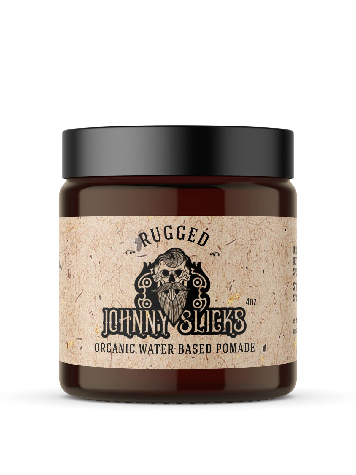 Johnny Slicks Water Based Pomade - Strong Hold, High Shine, All Organic, 4 Ounce, Rugged