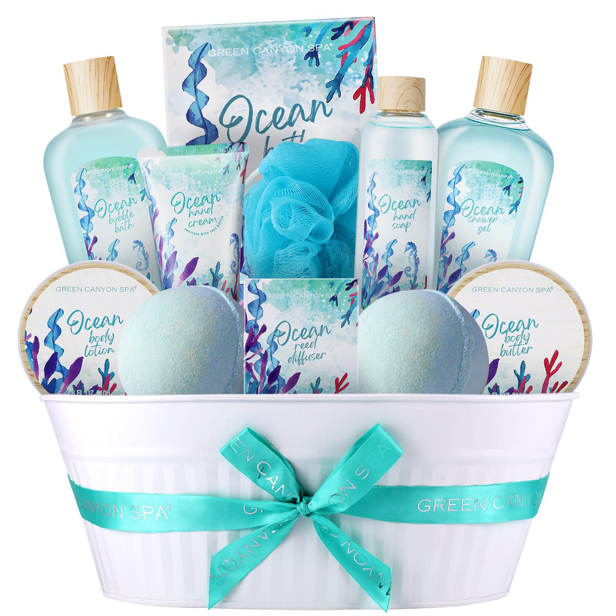 Spa Gift Baskets For Women - 12Pcs Ocean Spa Set By Green Canyon Spa, Bath & Body Gift