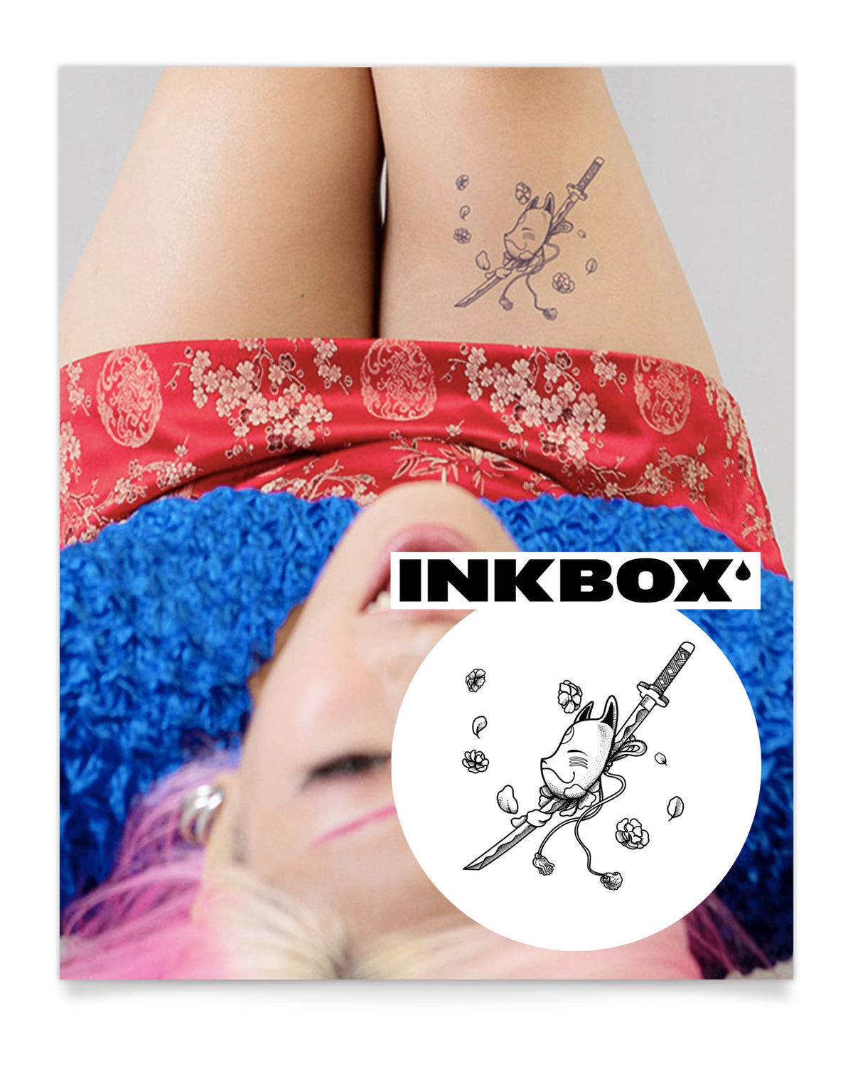 Inkbox Kitsu Temporary Tattoo - Semi-Permanent, Water-Resistant, 4X4 In, Lasts 1-2