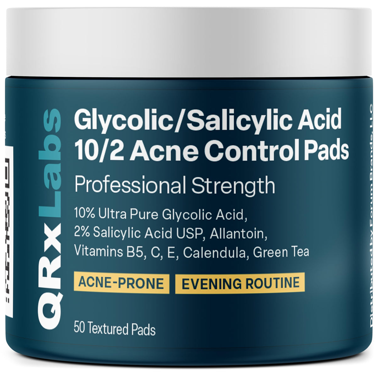 Qrxlabs Acne Control Pads - 10% Glycolic & 2% Salicylic Acid For Clear Skin, 50 Count