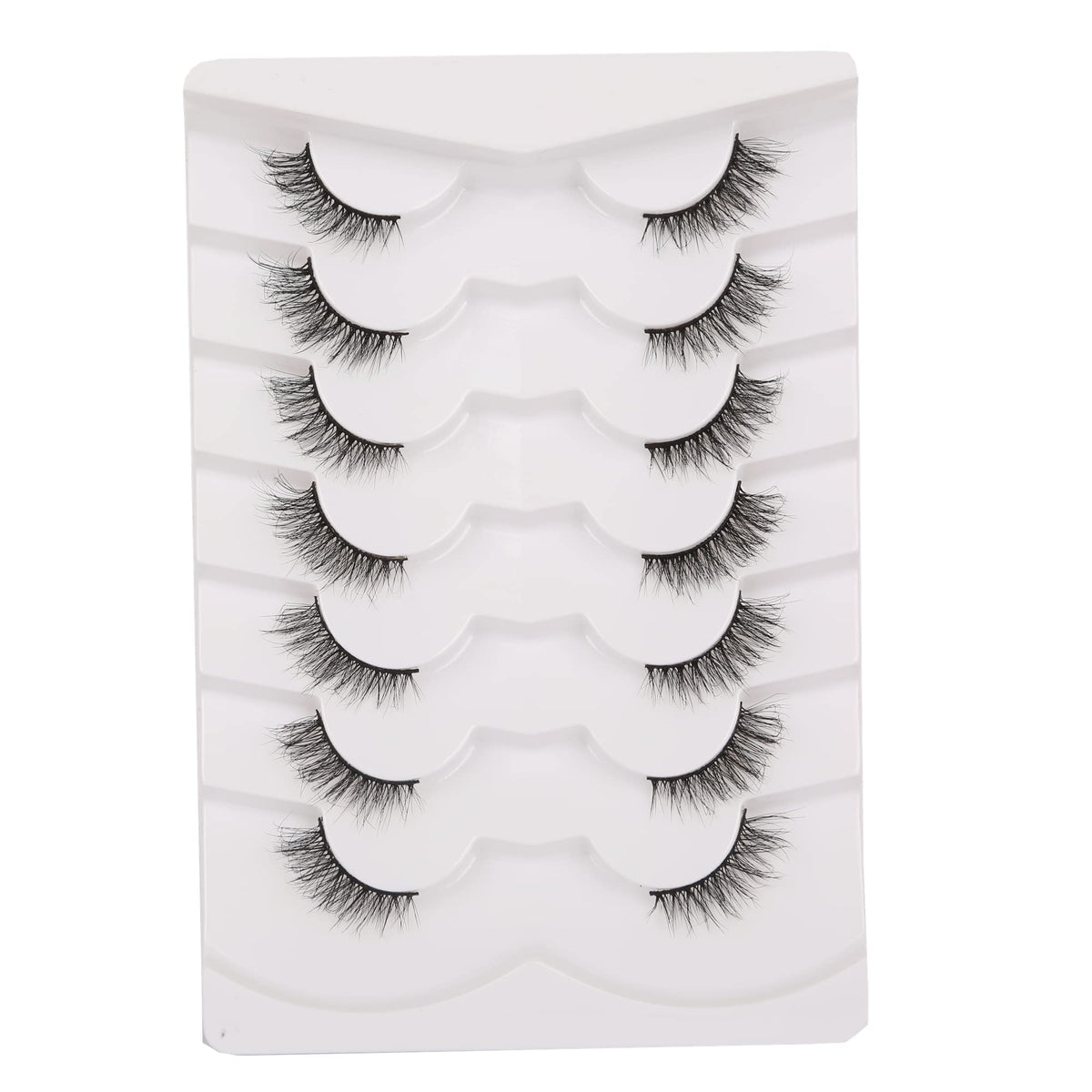 Gmagictobo Natural Brown False Eyelashes, 7 Pairs Wispy Cluster Lashes with Clear Band