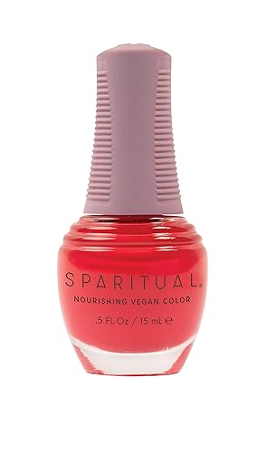 SpaRitual Nourishing Vegan Nail Polish - Red Coral Creme, 0.5 fl oz, One-Step Formula