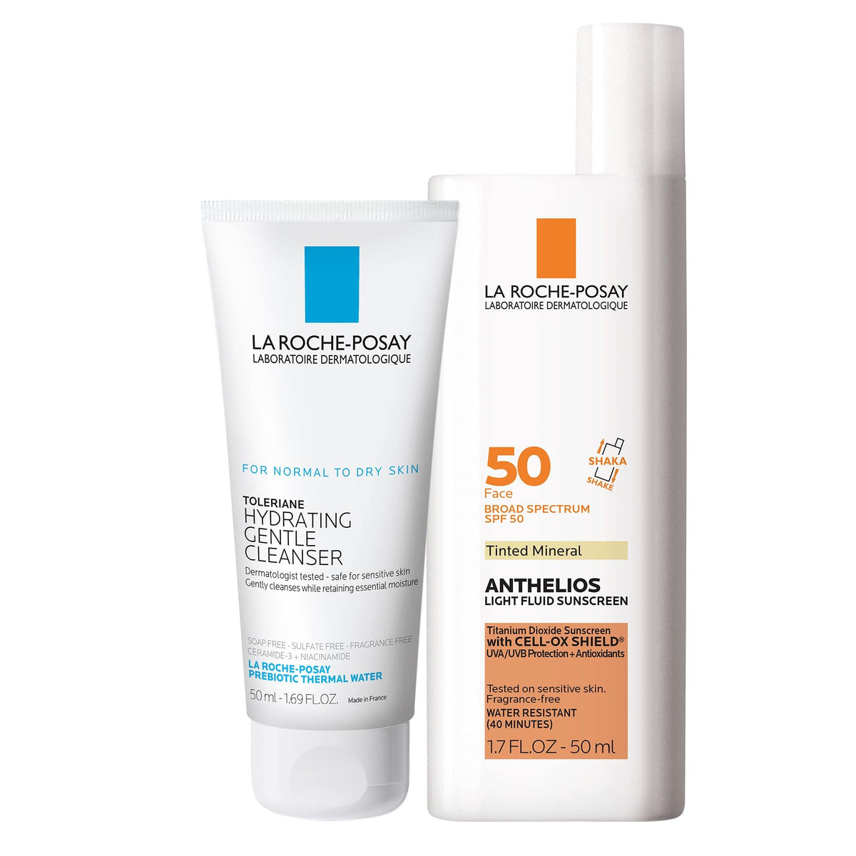 La Roche-Posay Anthelios Tinted Sunscreen Spf 50 & Travel Size Gentle Cleanser Set