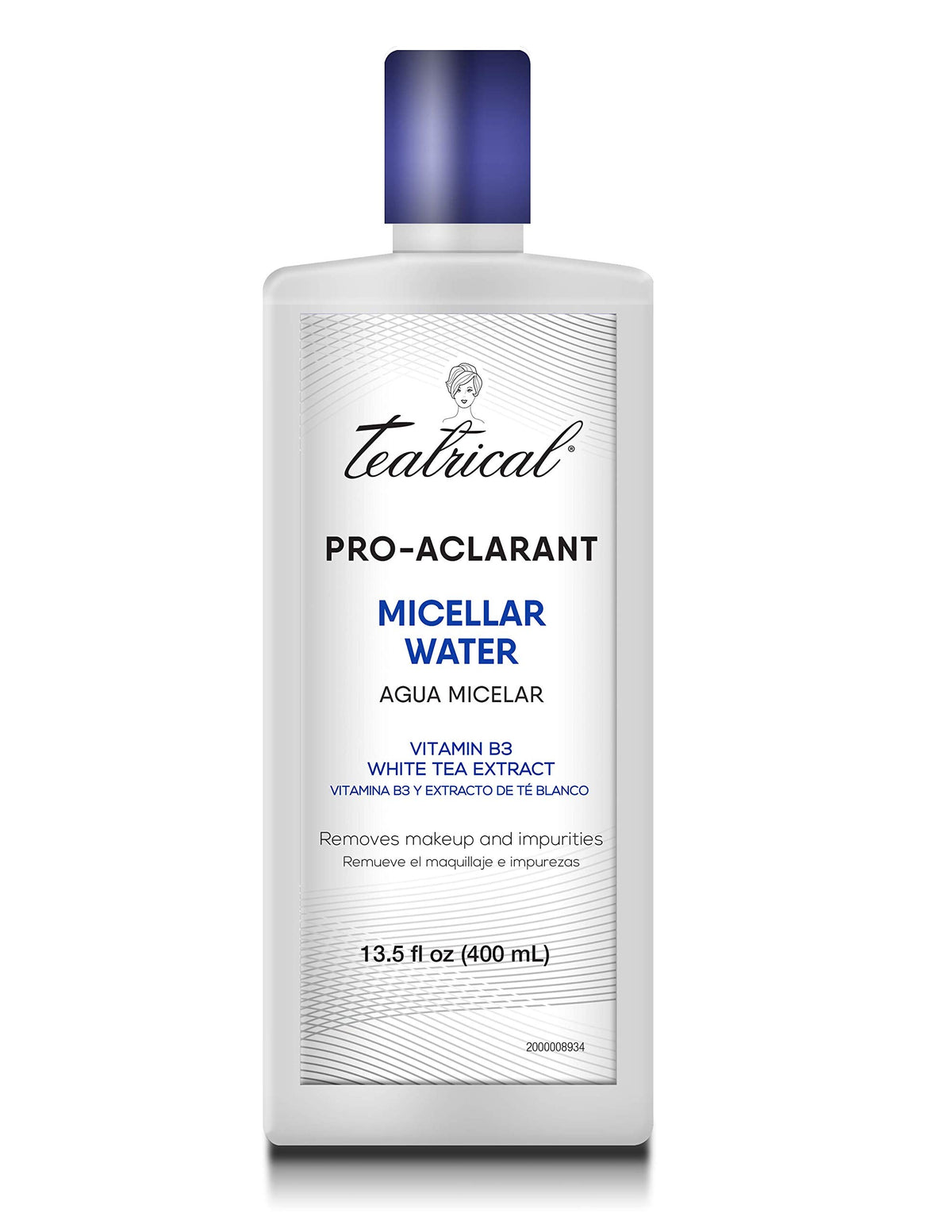 Teatrical Pro-Aclarant Micellar Water Cleanser & Makeup Remover, 13.5 Oz, White