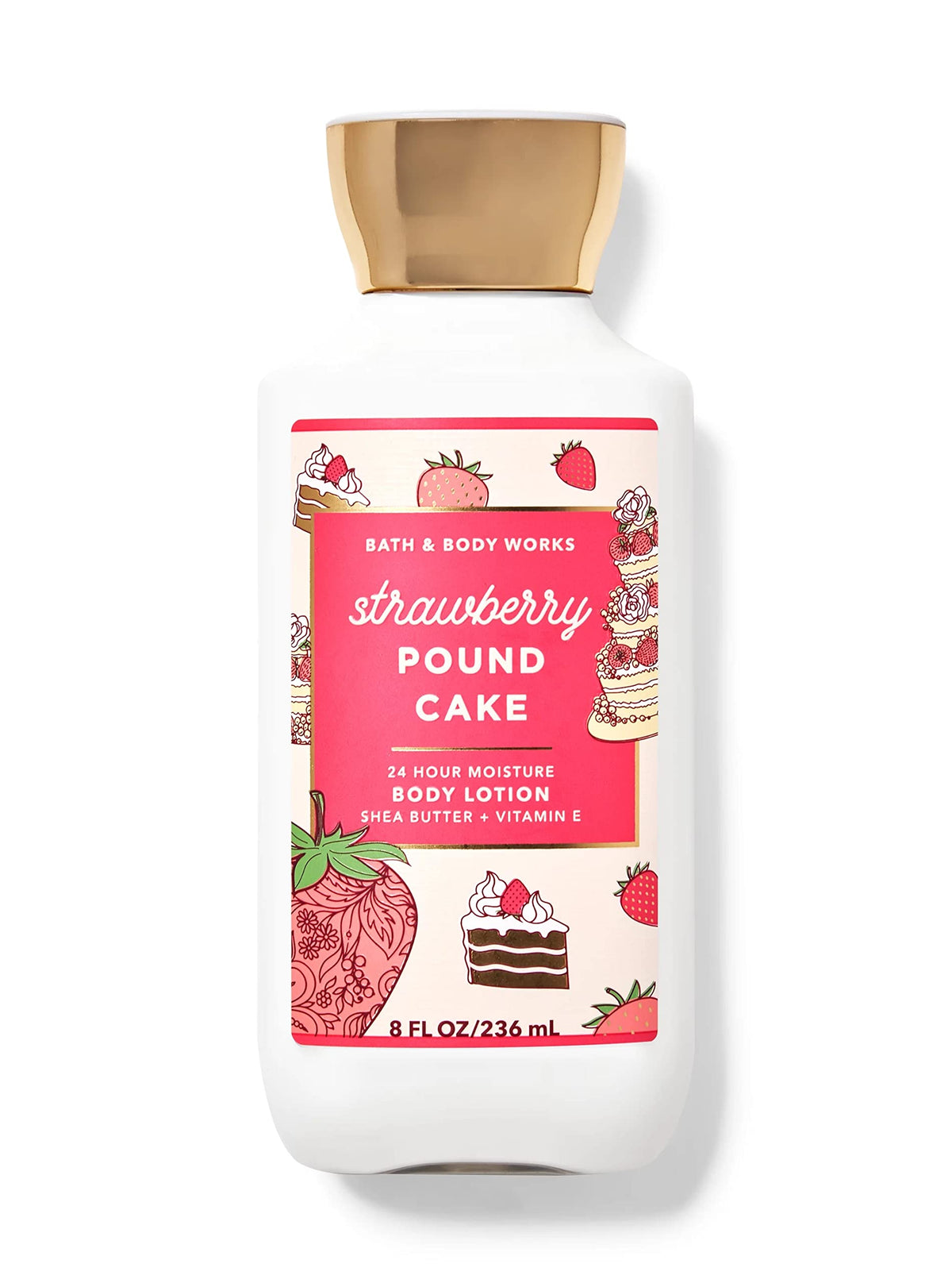 Bath & Body Works Strawberry Pound Cake Lotion Set For Women, 8 Oz & 4 Oz, Gift Pack