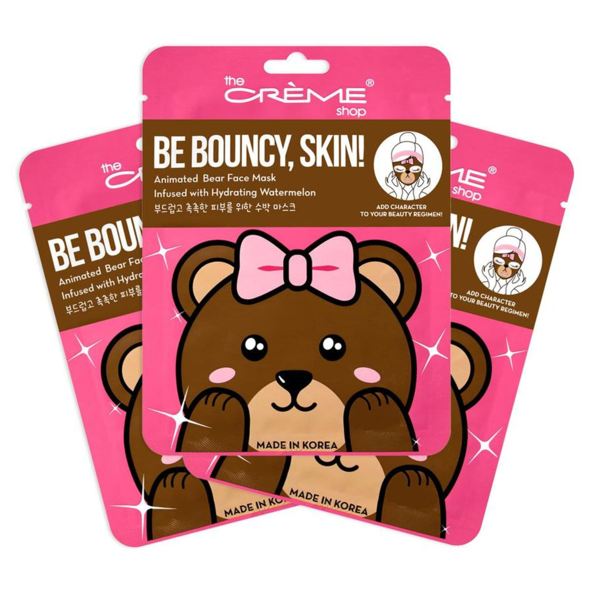 The Crème Shop Animated Miss Bear Hydrating Face Mask - Korean Watermelon Sheet Mask (3 Count)