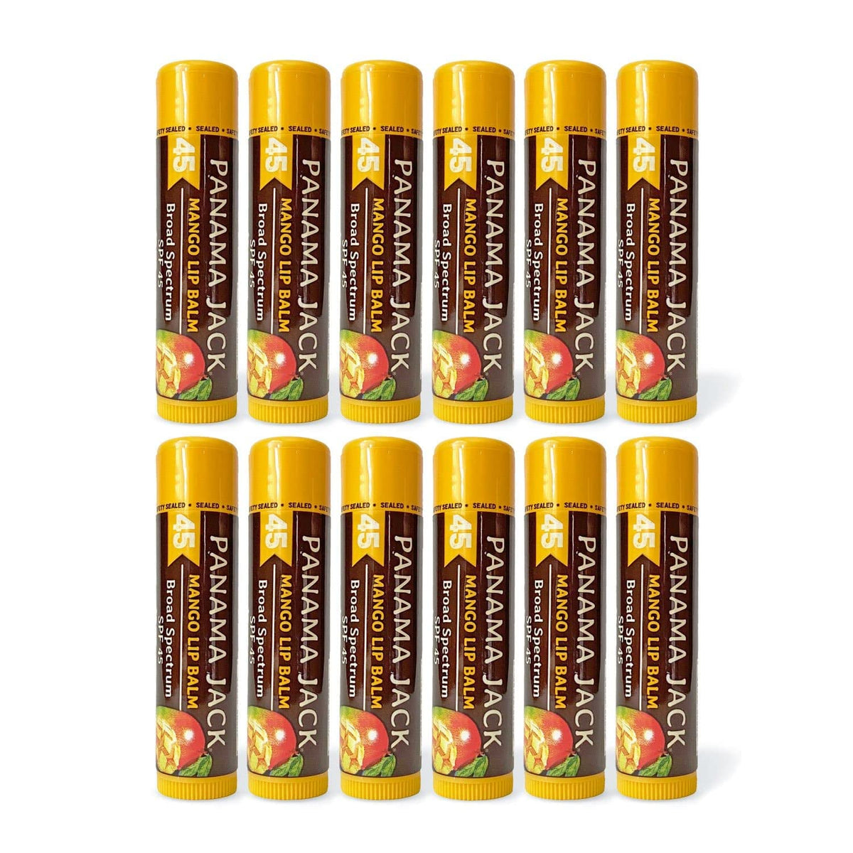 Panama Jack Spf 45 Lip Balm - Broad Spectrum Sunscreen, 12-Pack, Mango Flavor, Moisturizing