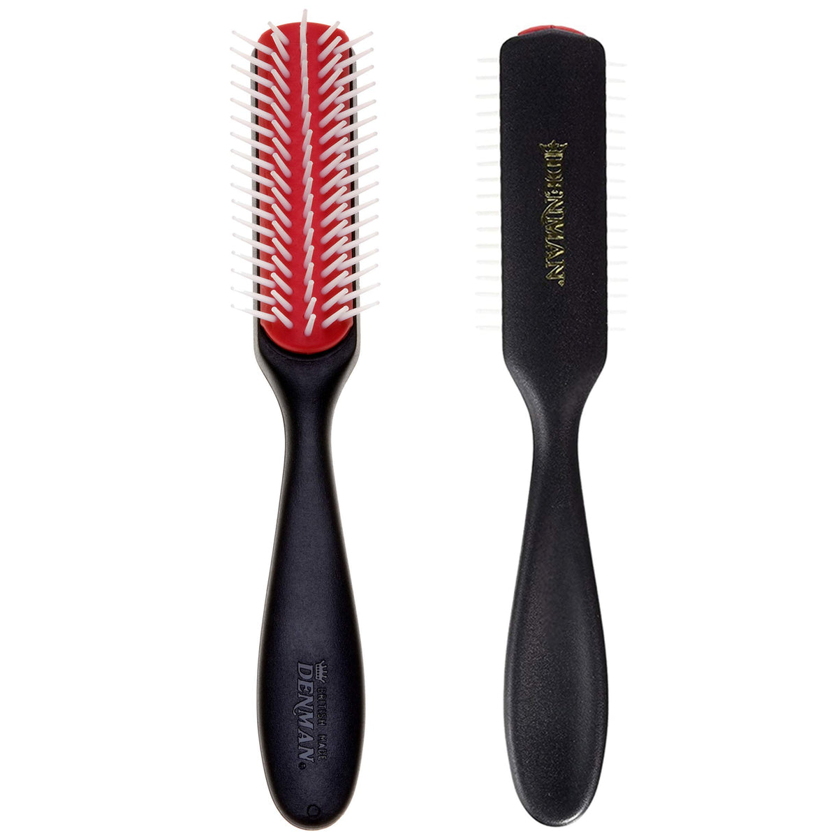 Denman Curly Hair Brush D143 - 5 Row Mini Styling Brush For Detangling & Defining Curls, Black