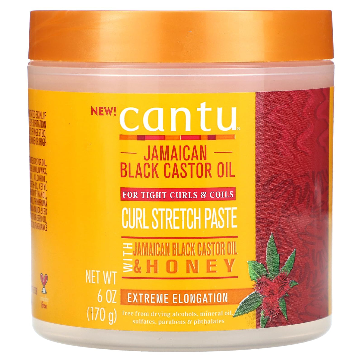 Cantu Jamaican Black Castor Oil Curl Stretch Paste With Honey, 6 Oz - Hair Styling Cream