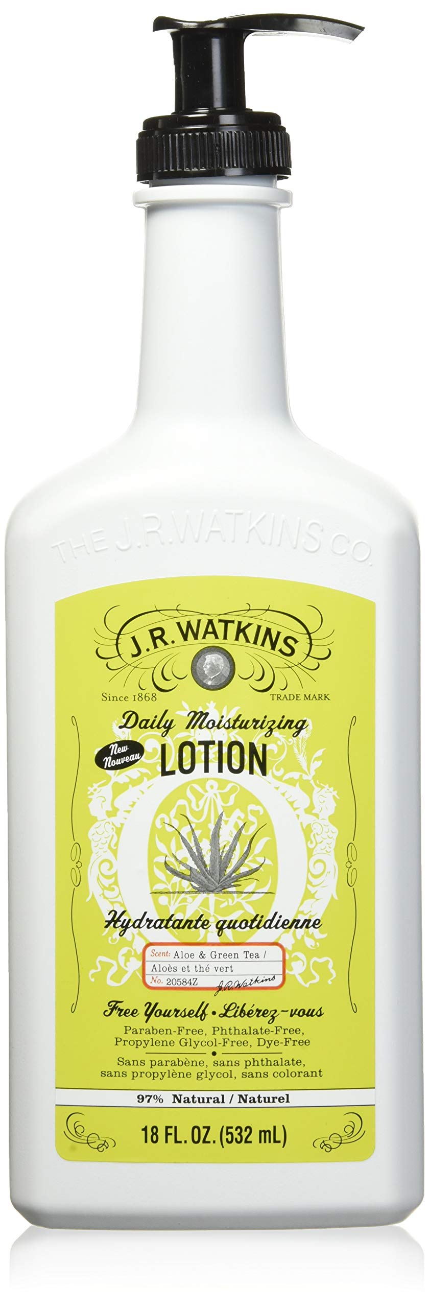 J.R. Watkins Aloe & Green Tea Daily Moisturizing Lotion, 18 Fl Oz - Hydrating Skin Care