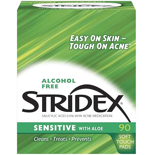 Stridex Daily Care Sensitive Aloe Pads, 90 Count (Pack Of 5) – Gentle Cleansing Wipes