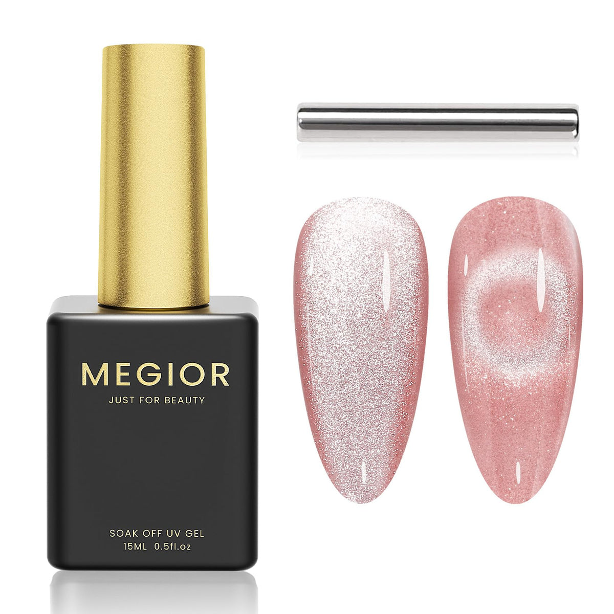 Megior Cat Eye Gel Nail Polish 15Ml - Jelly Pink Magnetic Soak Off Holographic For Nail Art