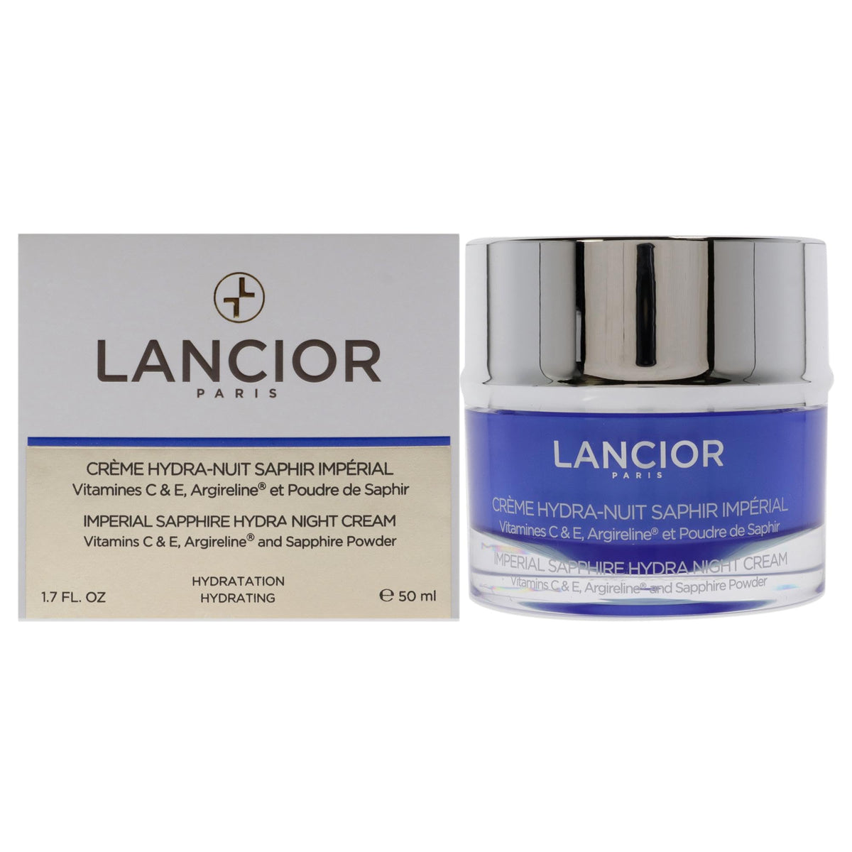 Lancior Imperial Sapphire Hydra Night Cream - Intense Hydration & Cell Renewal - 1.7 Oz