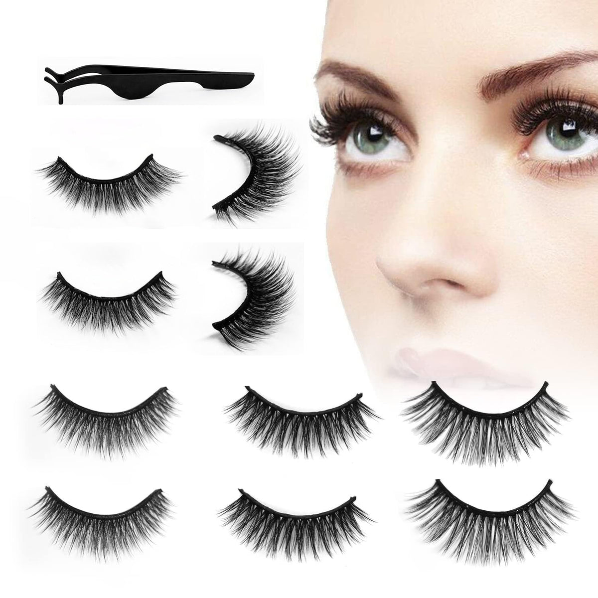 Acgzbd 10 Pcs Self Adhesive Eyelashes, Waterproof Wispy Lashes, No Glue, Natural Look