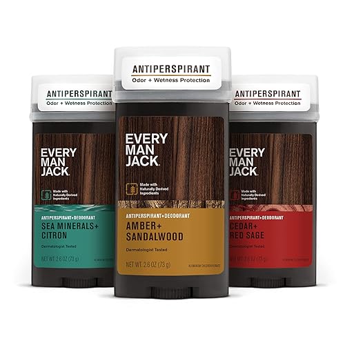 Every Man Jack Antiperspirant Deodorant Set - 3 Pack, Long Lasting, Plant-Based, Odor Crushing