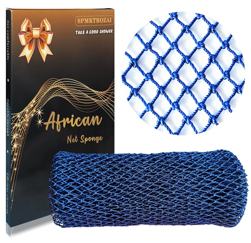 Spmktbozai African Net Sponge - Blue Exfoliating Bath Scrubber, Body Exfoliator, 1 Count