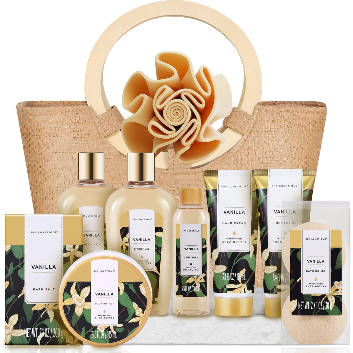 Spa Luxetique Vanilla Bath Set - 10 Piece Spa Gift Basket For Women, Perfect For Mother'S Day