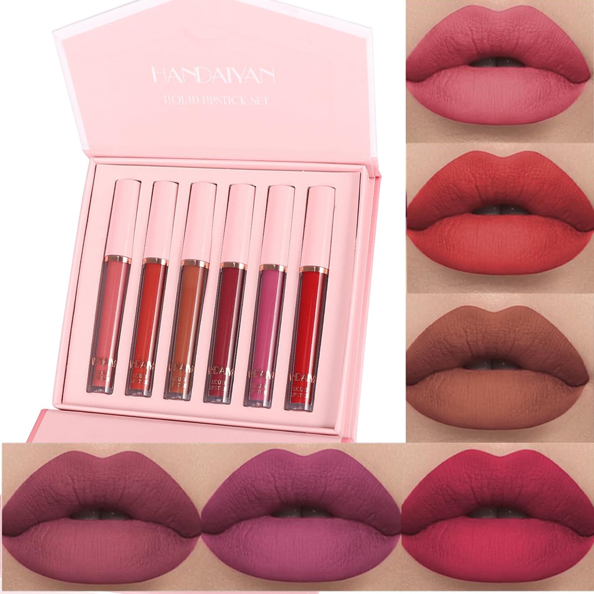 Bonnie Choice 6Pcs Nude Matte Liquid Lipstick Set - Waterproof, Long Lasting, Gift Set A