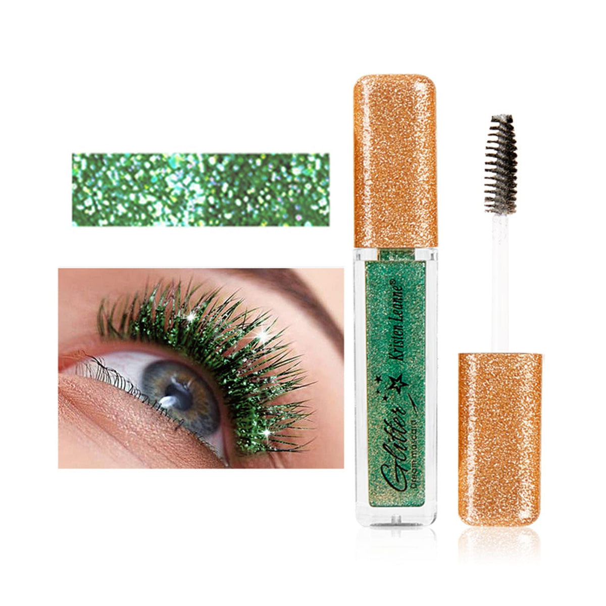 Miescher Green Mascara - Waterproof, Long Lasting, Sparkle Diamond, Smudge-Proof, Volume & Lengthening