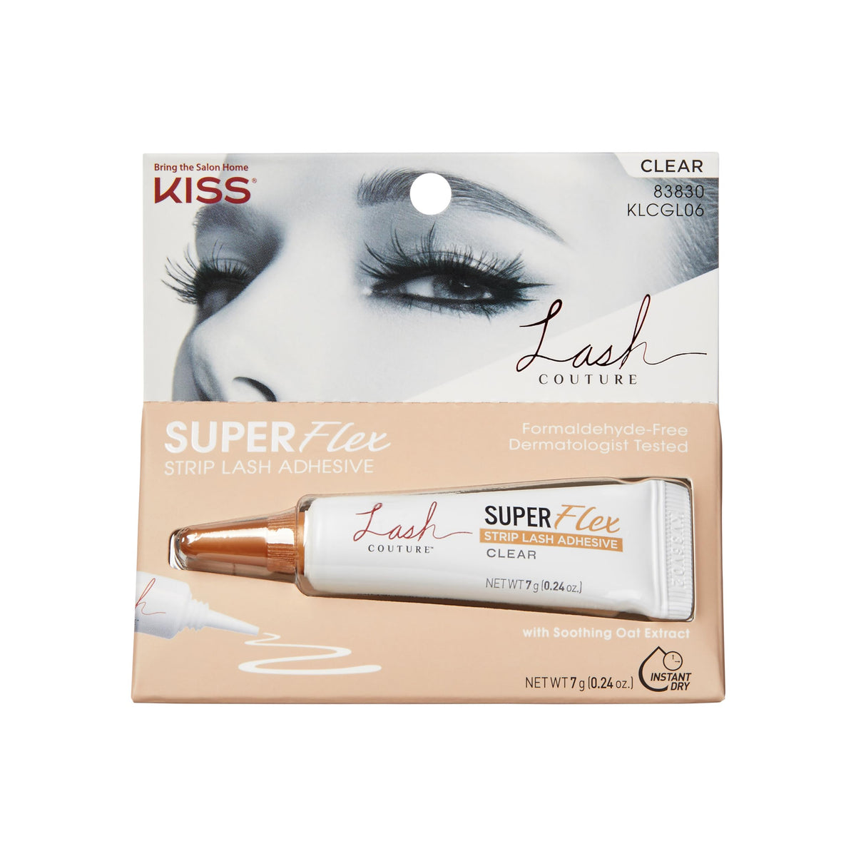 Kiss Lash Couture Clear Latex Adhesive - Waterproof, Dermatologist Tested, 0.24 Oz.