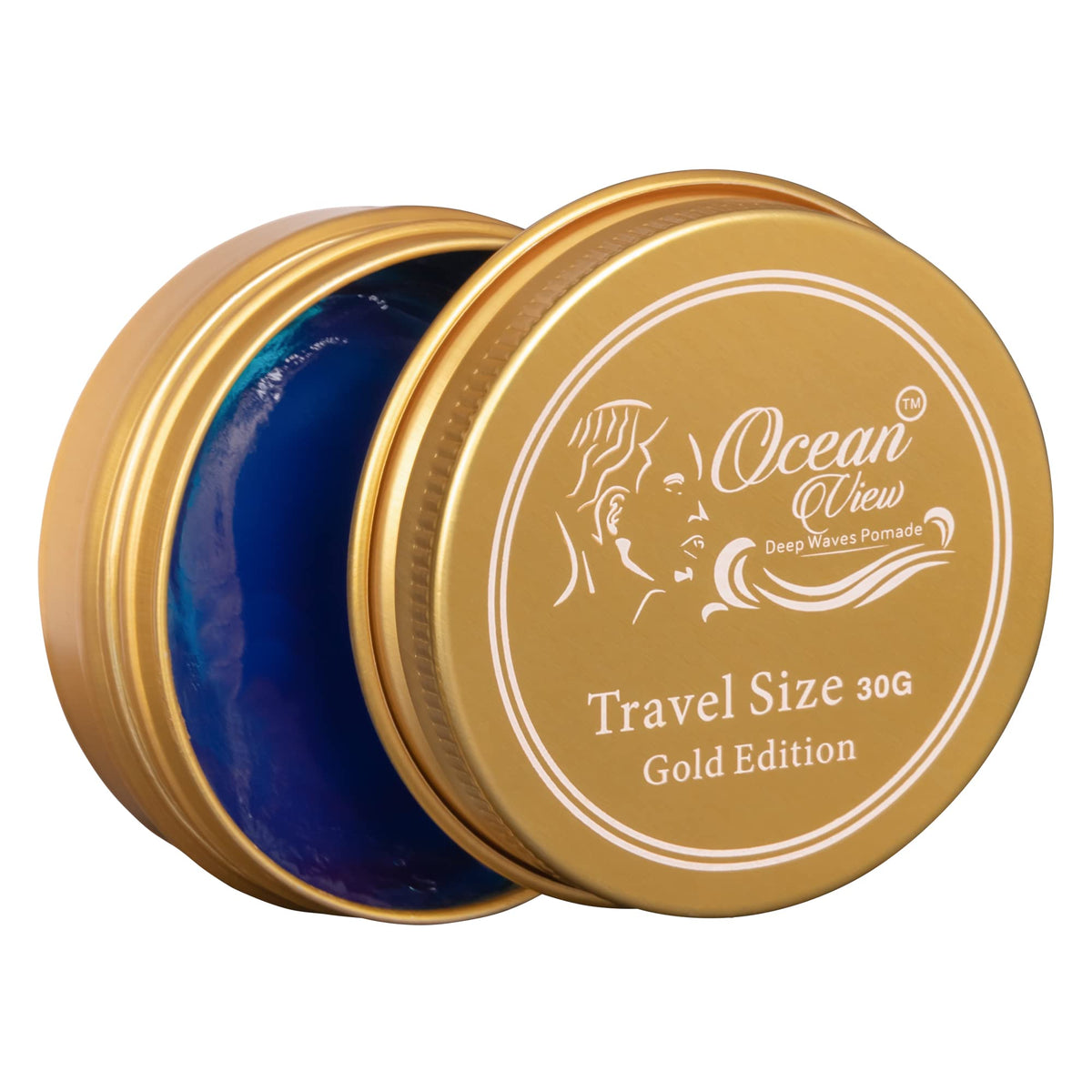 Ocean View Deep Waves Pomade Gold Edition - 360 Wave Grease For Men, Ocean Blue, 30G