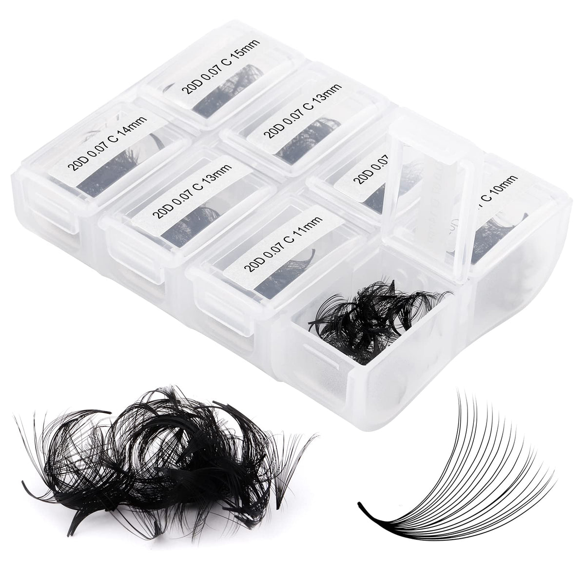 FADLASH 20D Premade Lash Fans - 600pcs C Curl Eyelash Extensions, Mix 8-15mm