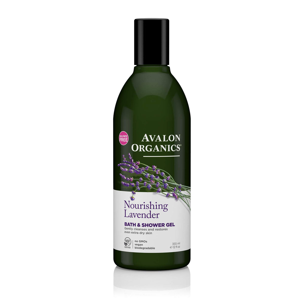 Avalon Organics Lavender Bath & Shower Gel, Nourishing Formula, 12 Fl Oz