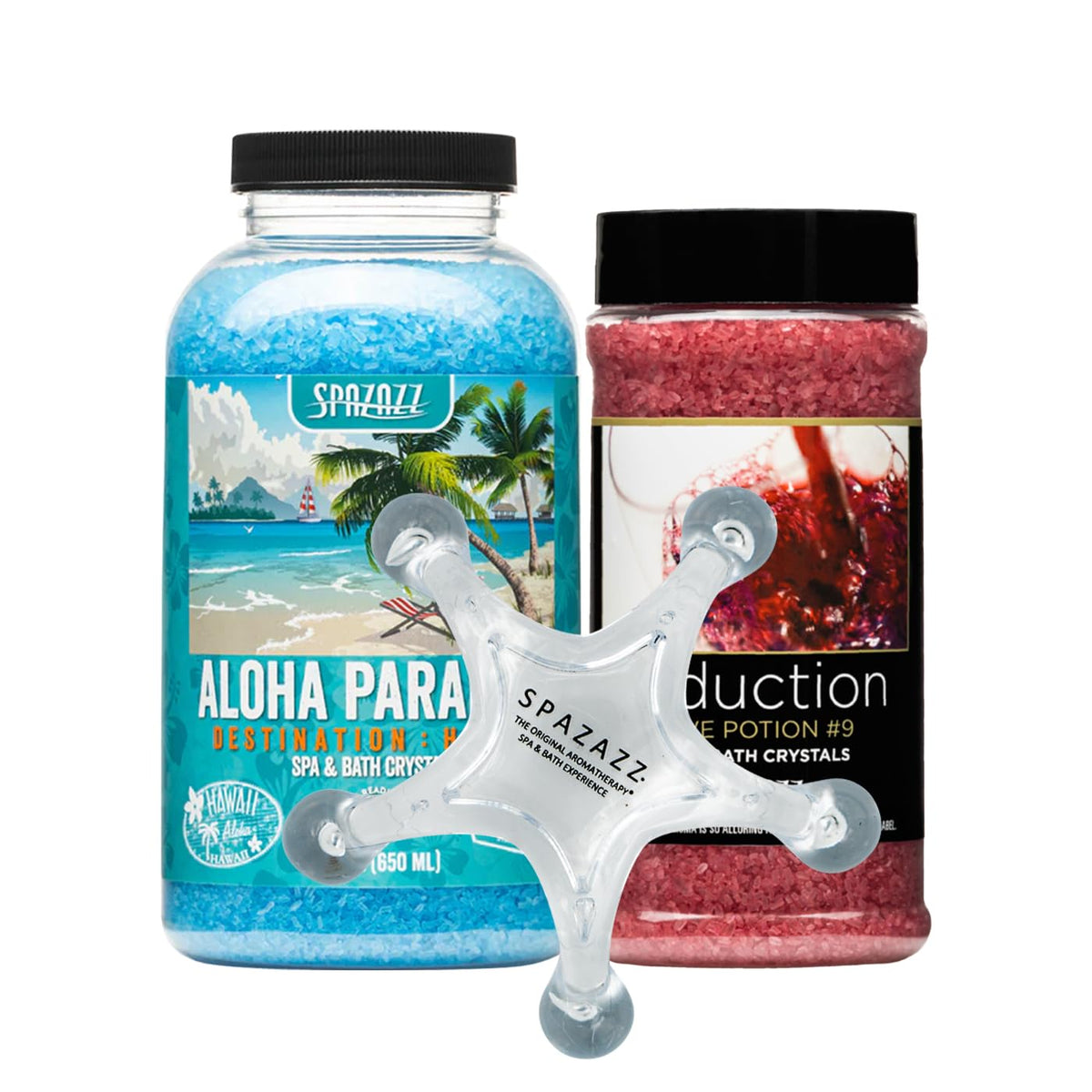 Spazazz Aromatherapy Crystals Gift Set For Hot Tub - Love Potion #9 & Hawaii Aloha 39Oz