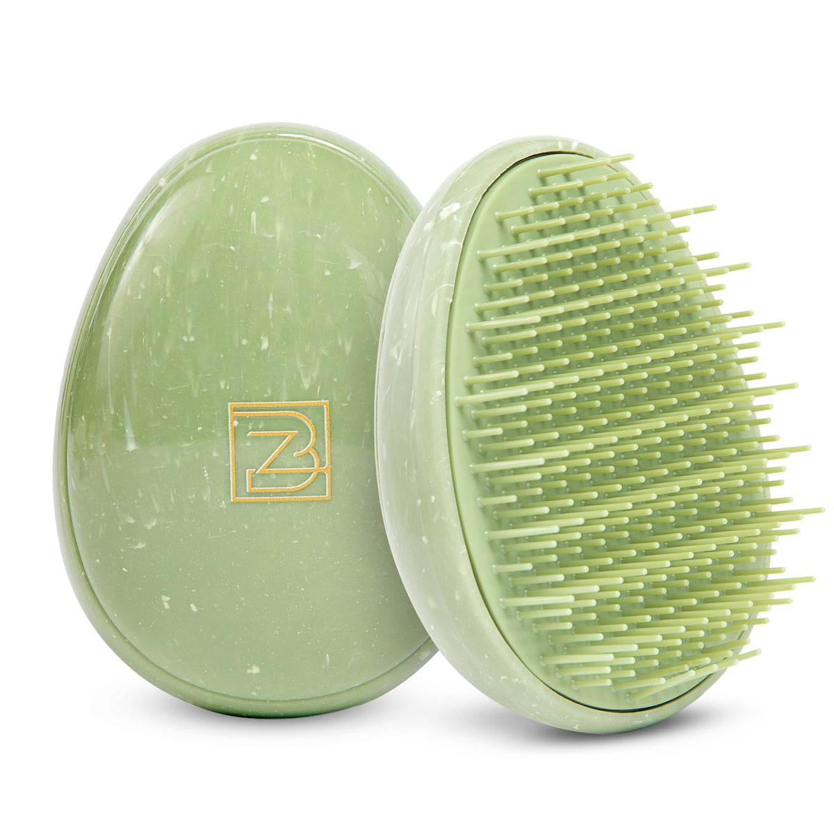 B To Z Edit Mini Travel Hair Brush - Jade Compact Detangler For Thick, Curly & Straight Hair