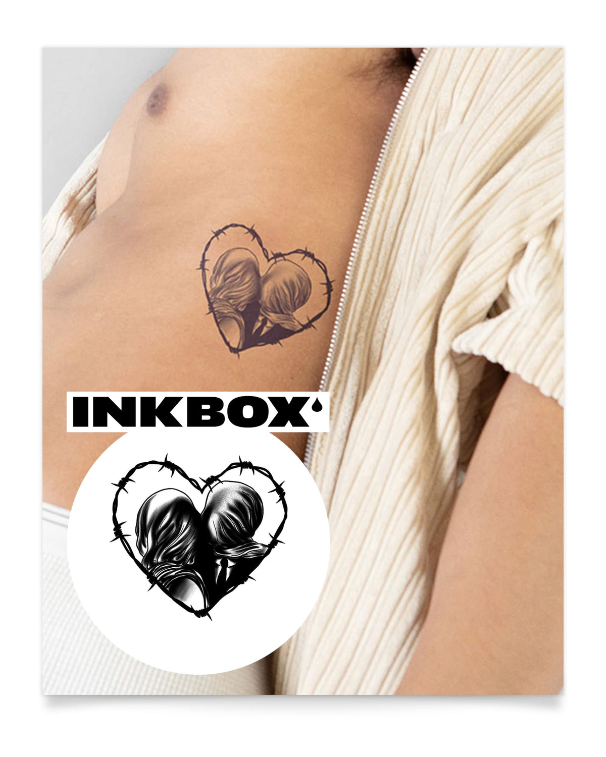 Inkbox Semi-Permanent Temporary Tattoo - Water-Resistant, Easy Apply, 3X3 In, Lovers Too