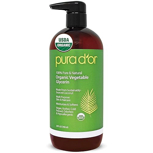 PURA D'OR Organic Vegetable Glycerin 24oz - Pure, Cold Pressed, Non-GMO, Vegan ??? Hair &