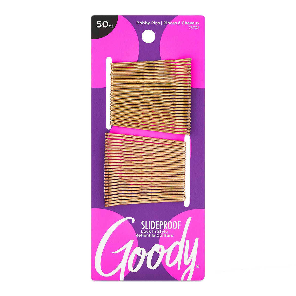 Goody Slideproof Bobby Pins, Metallic Blonde, 50 Ct - High Gloss, Comfortable Hair Accessories