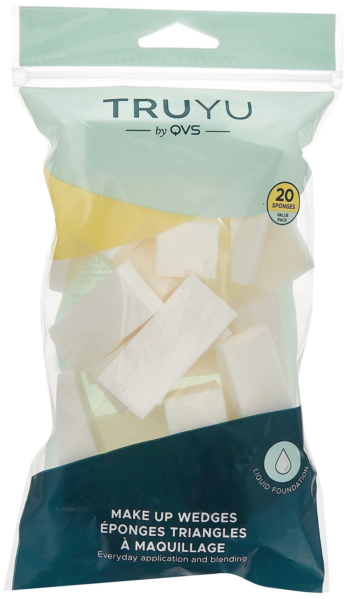 Qvs 20 Make-Up Wedges Value Pack - 20 Ct Foam Applicators For Flawless Makeup Application