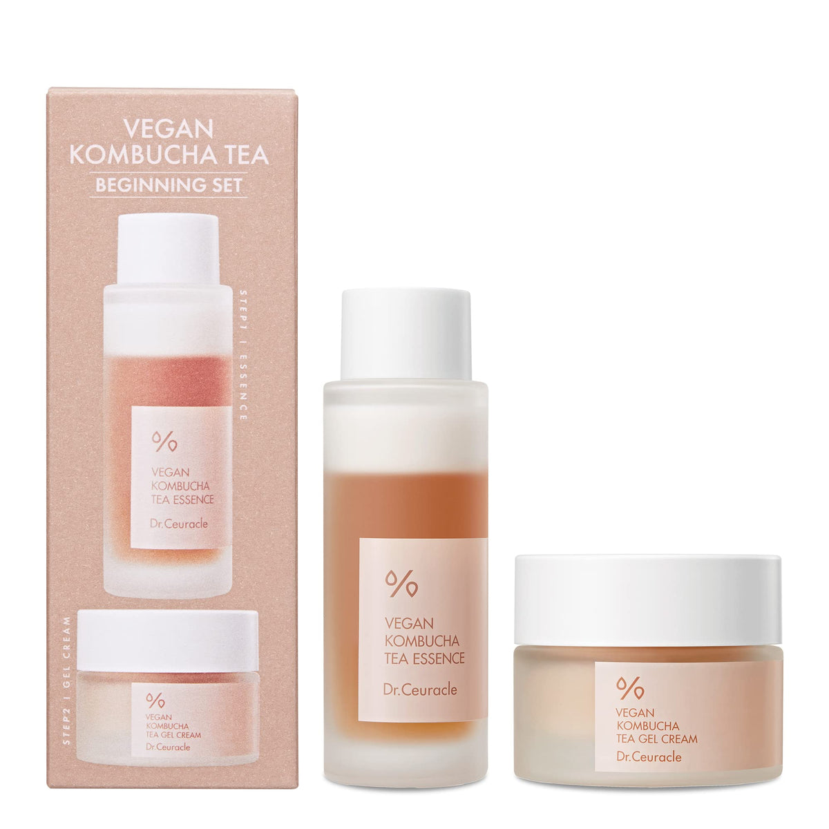 Dr.Ceuracle Vegan Kombucha Tea Starter Set - Korean Skincare Essence & Gel Cream