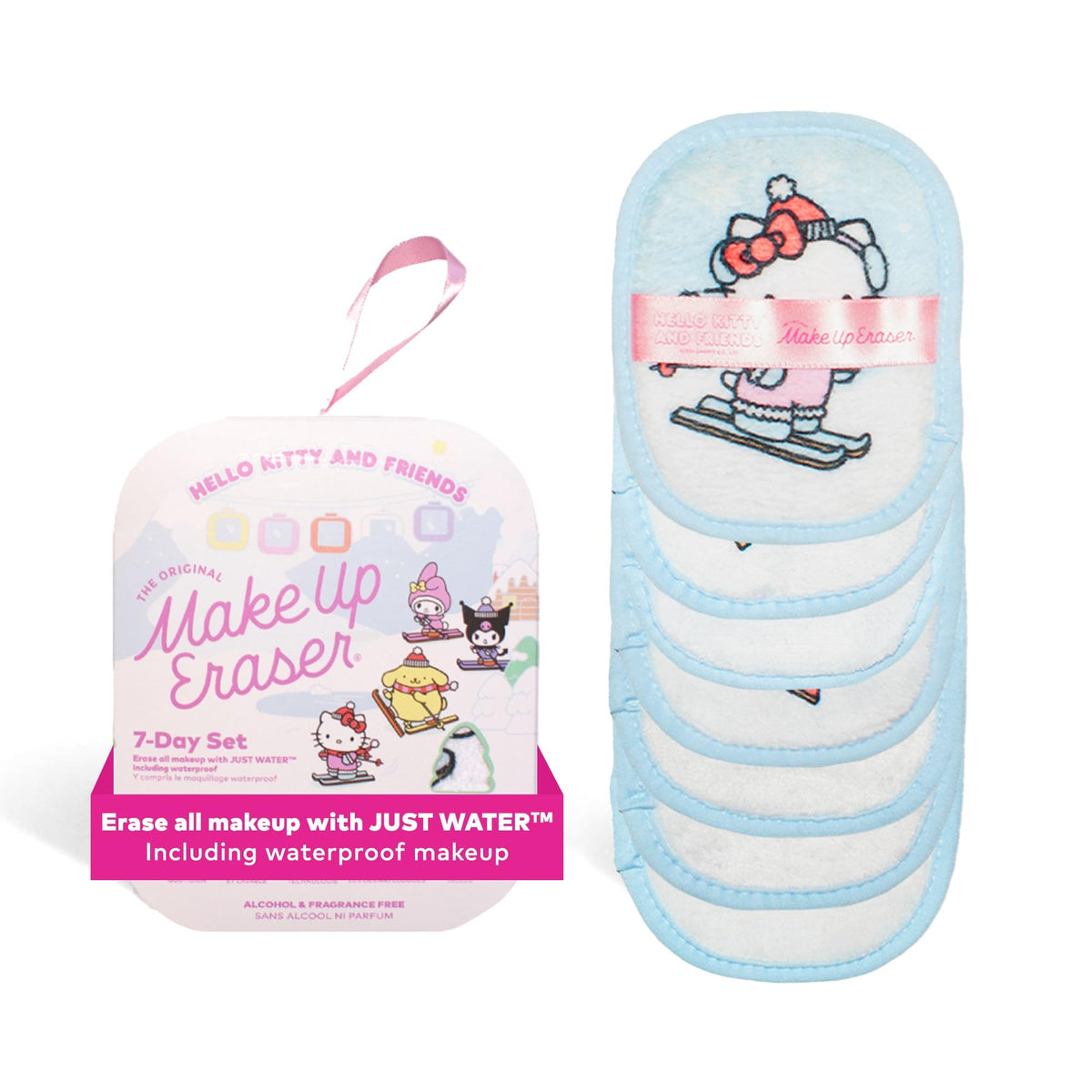 Makeup Eraser Hello Kitty 7-Day Set - Erase All Makeup With Water, Includes Waterproof Mascara