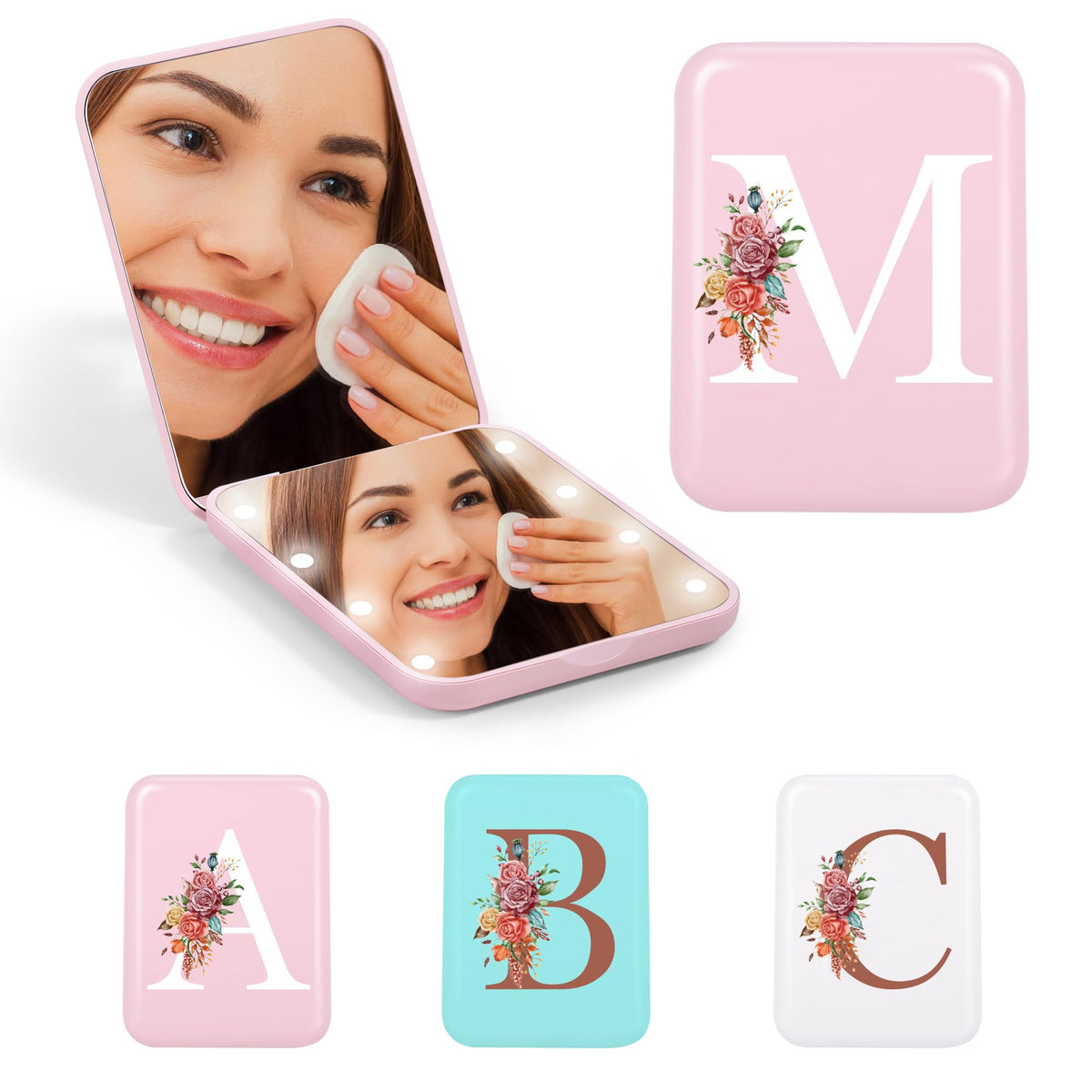 Stini Pink Lighted Makeup Mirror - Monogrammed Gift For Mom, Mother-In-Law, Or Bride