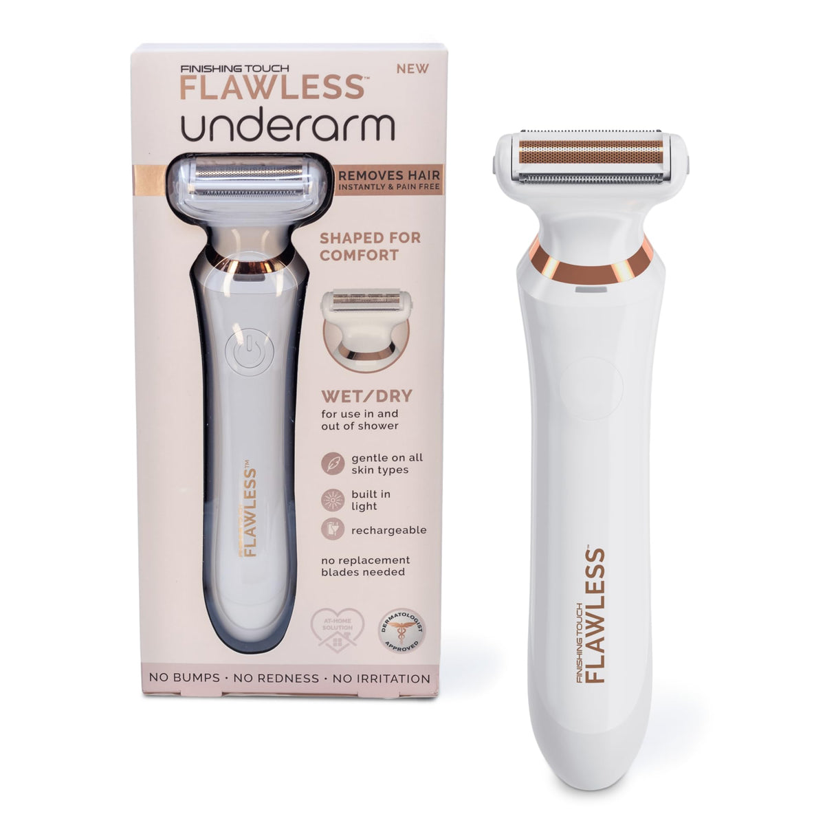 Finishing Touch Flawless Underarm Hair Removal Electric Razor - Cordless, Painless, Sensitive Skin