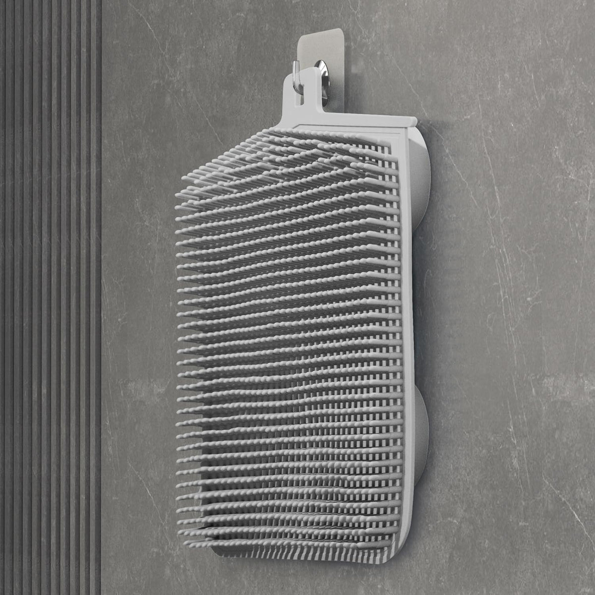 Jchous Grey Shower Back Scrubber - Hands-Free Wall Mounted With Suction Cups & Massage Pad