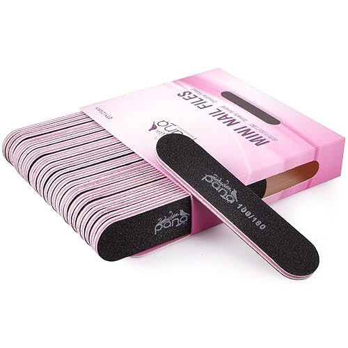 Pana 25Pcs Mini Double Sided Nail Files - Black 100/180 Grit Emery Board For Manicure/Pedicure