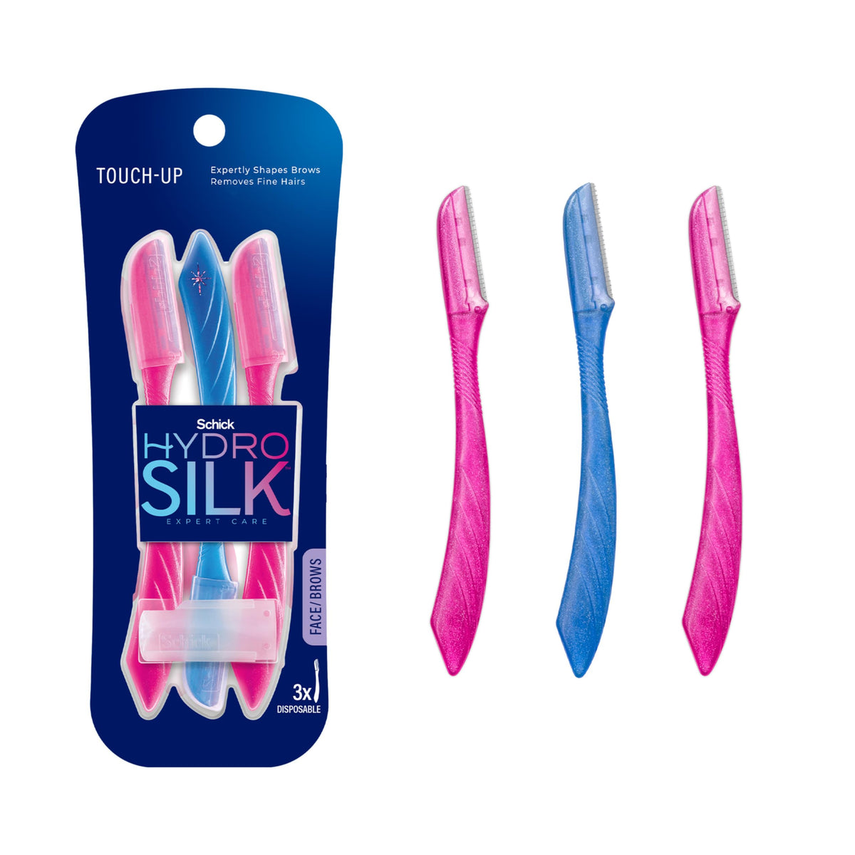 Schick Hydro Silk Touch-Up Dermaplaning Tool, 3Ct - Face & Eyebrow Razor For Women