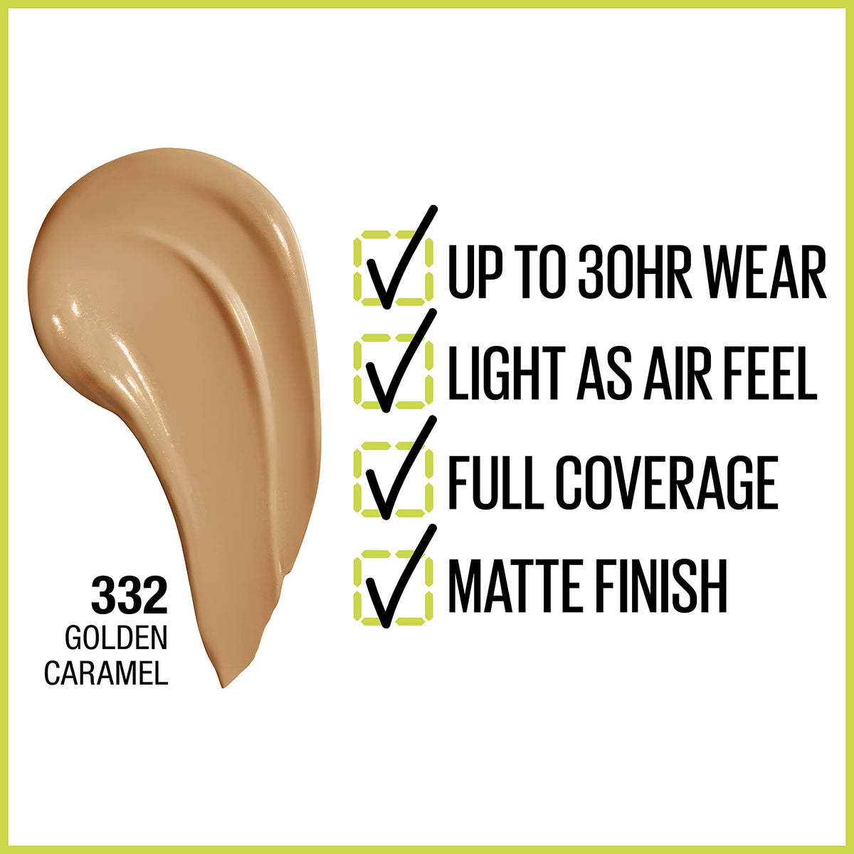 Maybelline Super Stay Liquid Foundation, 30Hr Wear, Matte Finish, Golden Caramel, 1 Fl Oz