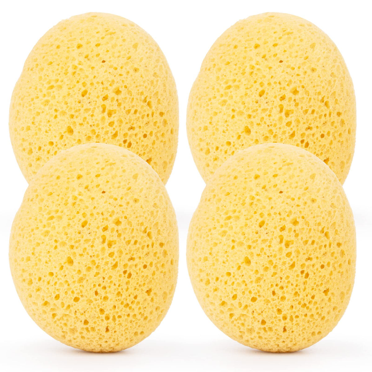 E-Know 4 Pcs Yellow Loofah Shower Sponge Set, Body Scrubber For Women, Men & Kids