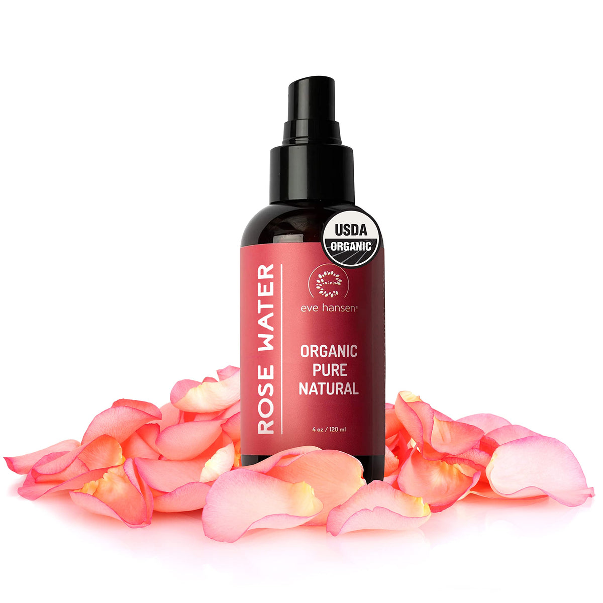 Eve Hansen Organic Rose Water Spray - 4 Oz Toner & Setting Spray, Cruelty-Free & Alcohol-Free