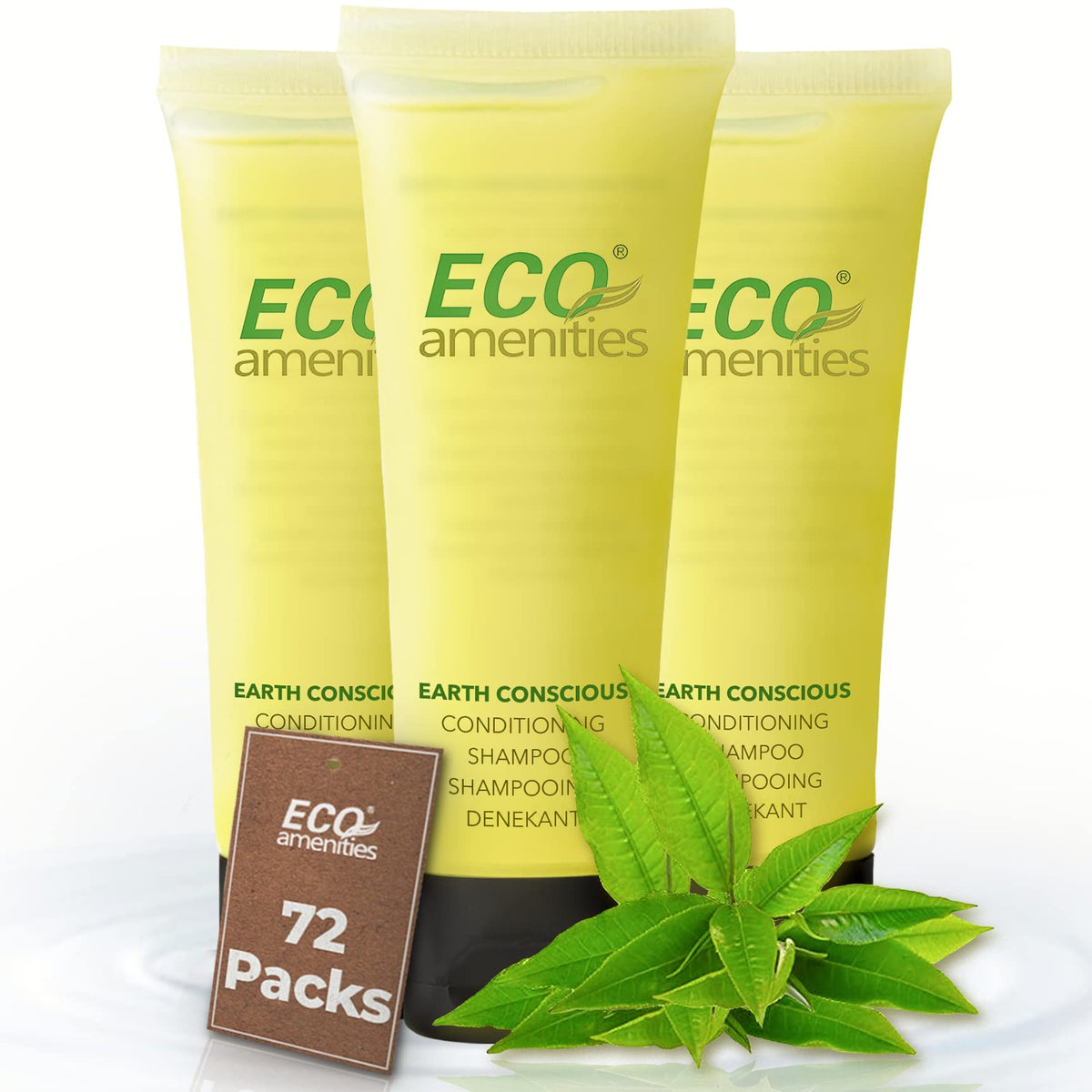 Eco Amenities Travel Size Shampoo & Conditioner Set, 72 Pack, Green Tea Scent, 30Ml