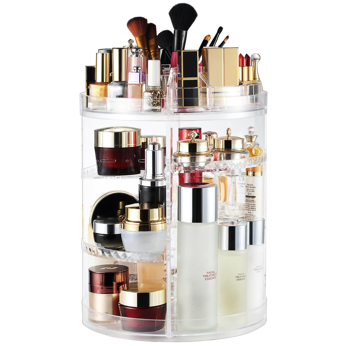 AMEITECH 360° Rotating Makeup Organizer - 8-Layer Acrylic Cosmetic Storage Case, Clear