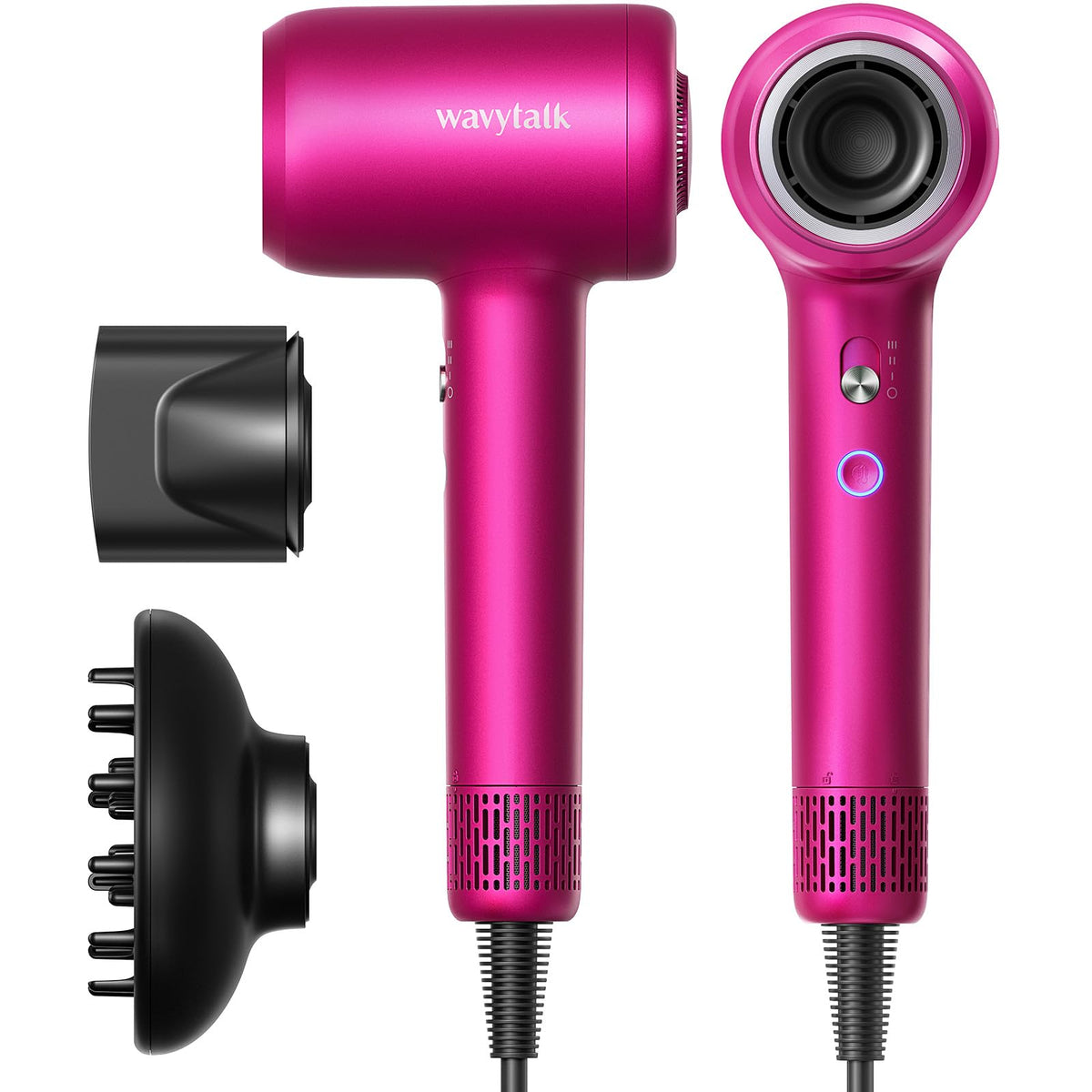 Wavytalk Pro Hair Dryer With Diffuser, 110,000 Rpm, Ionic, Lightweight, Hot Pink