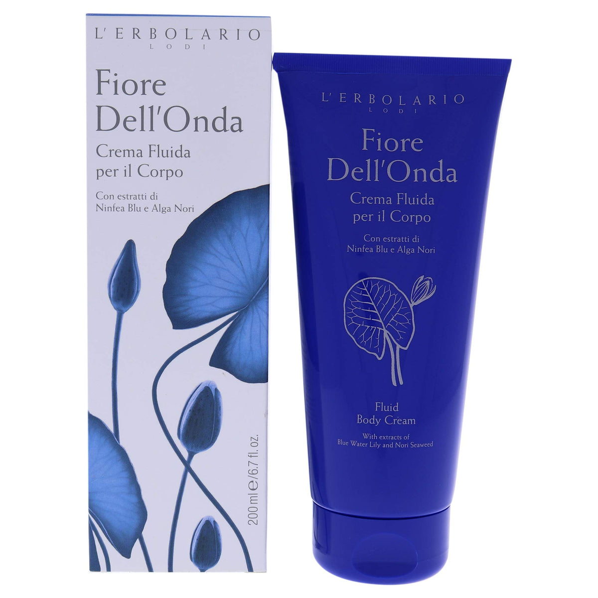 LErbolario Fiore DellOnda Fluid Body Cream  Dry Skin Moisturizing Cream with Vitamin E  Seaweed and Water Lily  Fresh  Marine