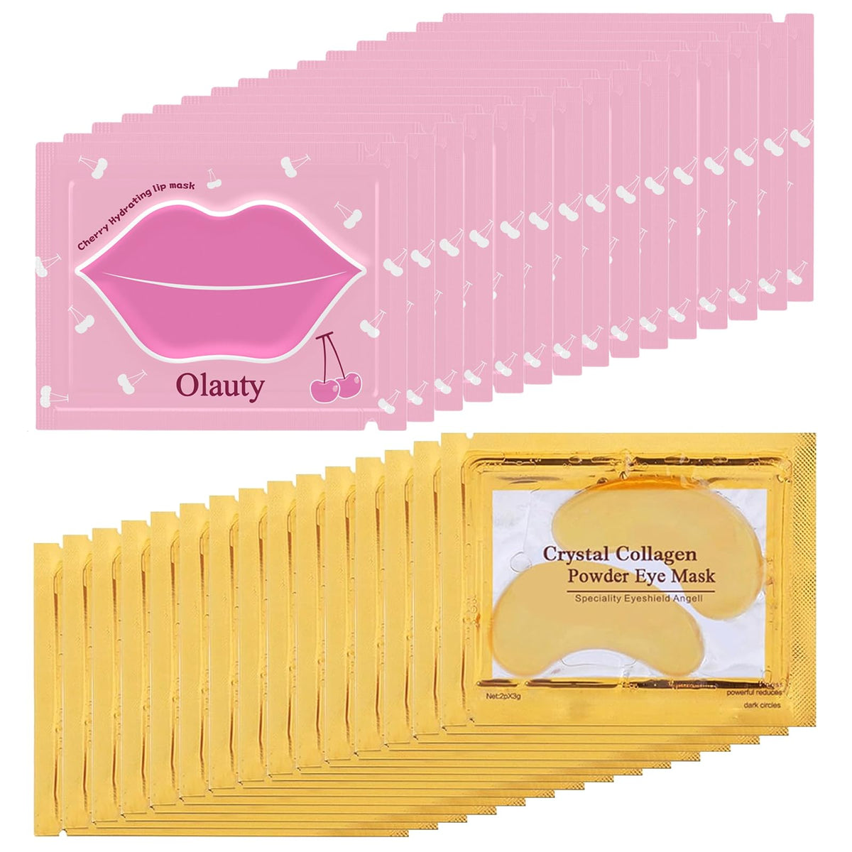 Flanoid Cherry Lip Masks & 24K Gold Under Eye Patches For Moisturizing & Dark Circles Treatment